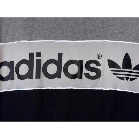 Adidas Sweatshirt Adult XL Gray Black Trefoil Logo Fleece Crewneck Streetwear - Picture 2 of 11